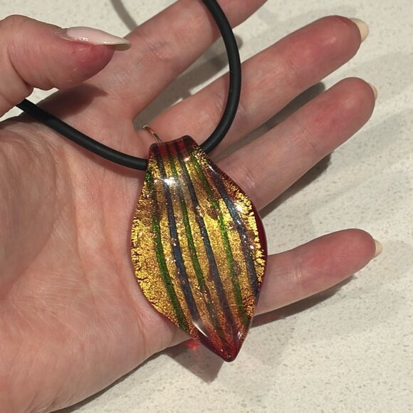 Jewelry - Authentic Murano Glass Pendant Cord Necklace